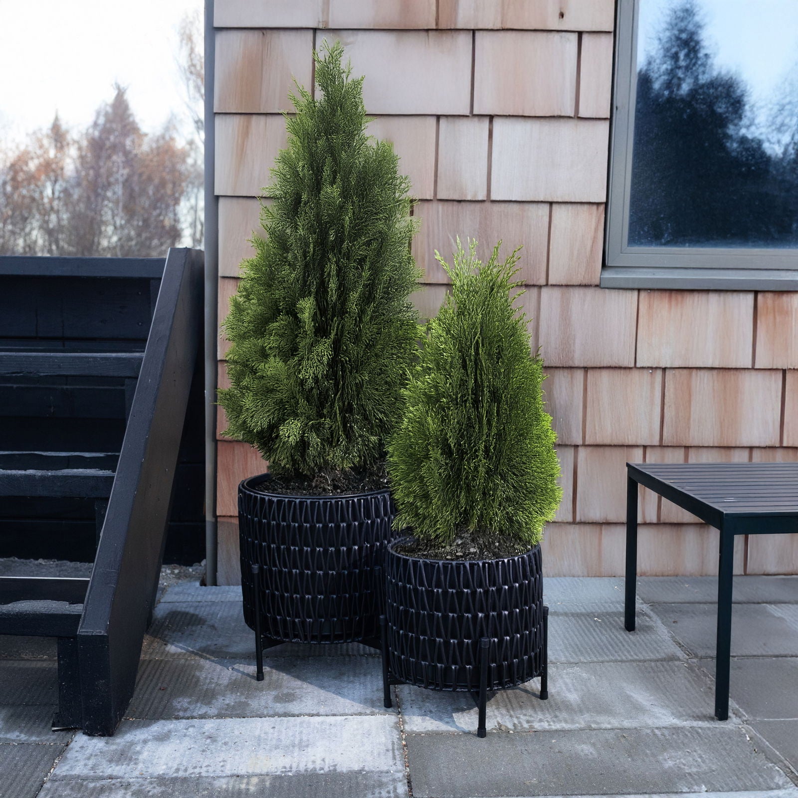 Rattan plantekurve, sort - 2 stk